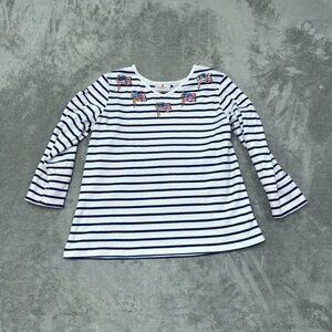 Quacker Factory Womens M Striped American Flag Top 6705